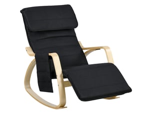 Fauteuil relax à bascule fauteuil allaitement avec repose-pieds réglable, poche latérale et appui-tête, noir
