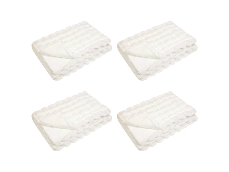  Couverture décorative, couverture antidérapante en fausse de lapin olite 4 pc blanc shl78  - Conforama A