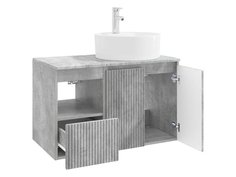 Ensemble de mobilier de salle de bain 2 pc gris béton cf64154 - Conforama D