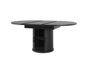 Table à manger extensible ronde noire en mdf – 118 à 158 cm – 6 personnes