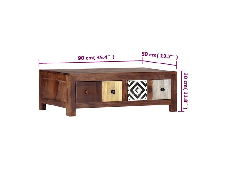  Table basse - table de salon - table à thé 90x50x30 cm bois massif  - Conforama E
