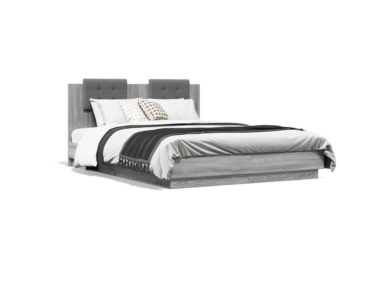  Lit double- lit adulte -  cadre de lit sans matelas sonoma gris 150x200 cm  - Conforama A