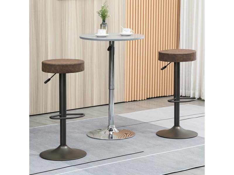  Lot de 2 tabourets de bar pivotants avec repose-pieds et hauteur réglable, 35 x 36 x 64-85 cm, marron  - Conforama C