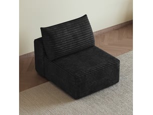 Fauteuil 1 place avec chaise longue en velours côtelé noir