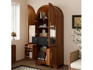 Buffet 4 porte(s)  1 tiroir(s) <strong>HAVRYA</strong> <strong></strong> - 76 cm coloris marron 