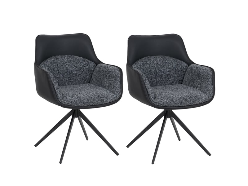  Lot de 2 chaises de salle à manger hwc-r23, chaise de cuisine pivotante, en simili-cuir et tissu chenille (410 gm²) - gris foncé  - Conforama A