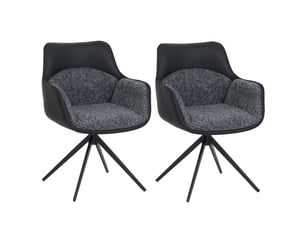 Lot de 2 chaises de salle à manger hwc-r23, chaise de cuisine pivotante, en simili-cuir et tissu chenille (410 gm²) - gris foncé
