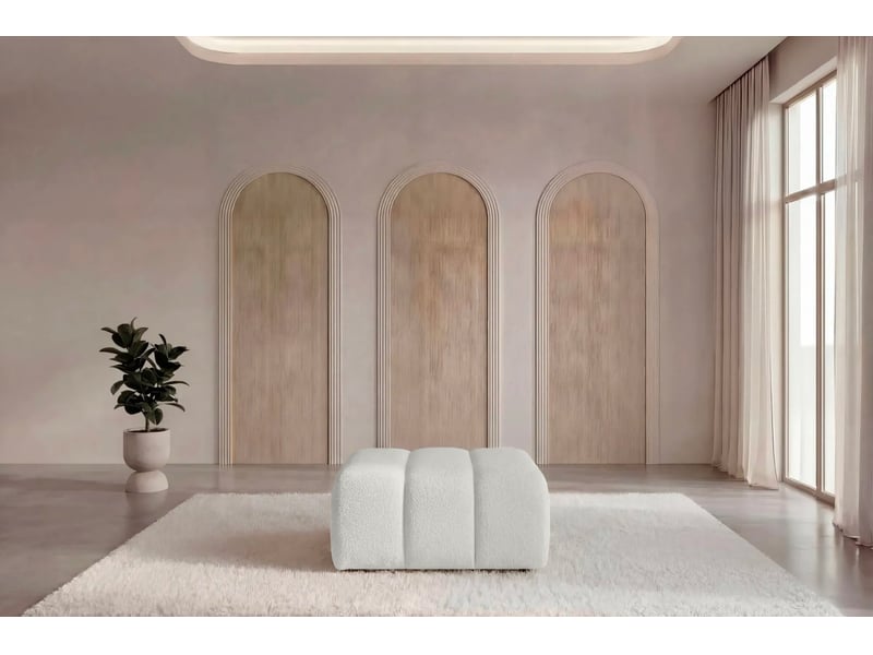 Celeste - pouf en tissu bouclette blanc 75x75x41 - Conforama D