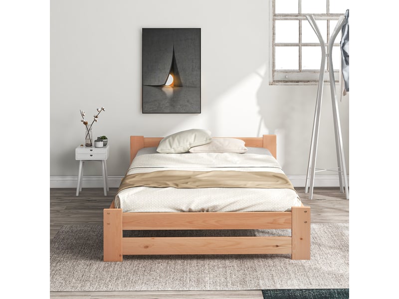  Lit simple 90x200cm coloris naturel lit enfant naturel - Conforama D