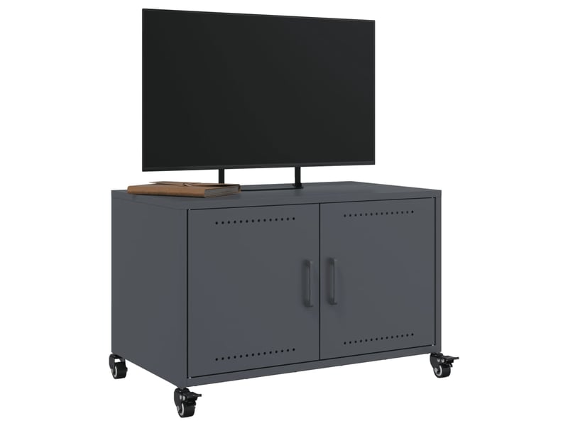  Meuble tv - banc tv - meuble de rangement anthracite 68x39x43,5 cm acier  - Conforama E