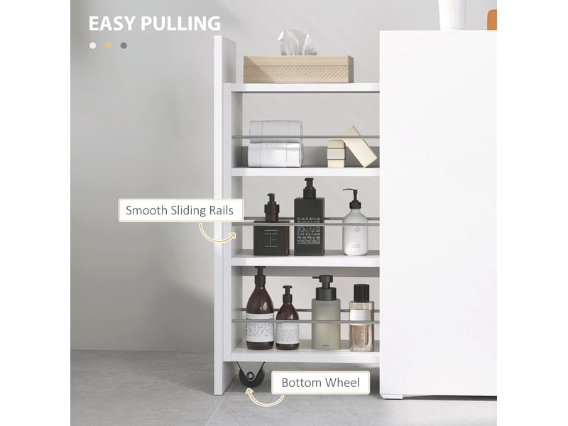  Armoire de salle de bain étroite 47x25x66,5 cm 3 tiroirs profonds bois blanc  - Conforama D