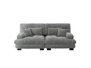 Canapé droit compressé fixe <strong>HAVRYA</strong> <strong></strong> 2 places Tissu gris
