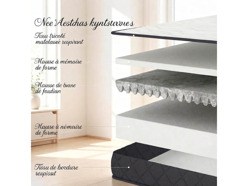 Matelas tcqpz une personne 90 x 190 cm 20 cm mousse à mémoire de forme blanc et gris  - Conforama D