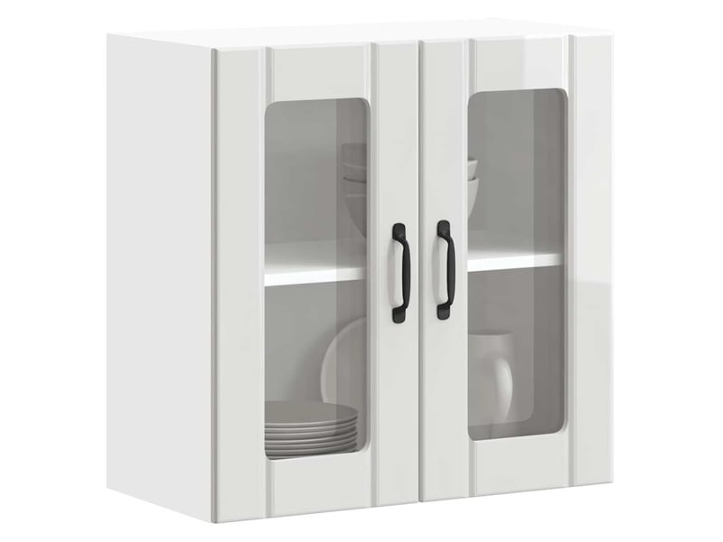 Armoire murale de cuisine avec porte vitrée bois d'ingénierie blanc brillant shl5258 - Conforama B