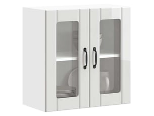 Armoire murale de cuisine avec porte vitrée bois d'ingénierie blanc brillant shl5258