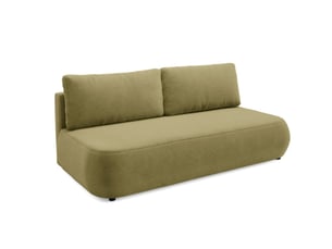 Canapé droit convertible   4 places Tissu vert avec coffre de rangement