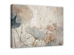 Tableau décoration murale impression sur toile fleurs béton beige - 100x70 cm - tableau décoration murale chambre et salon