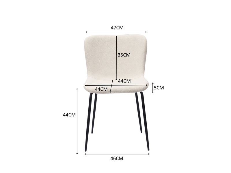  Lot de 2 chaises de salle à manger blanches en tissu et métal  - Conforama E