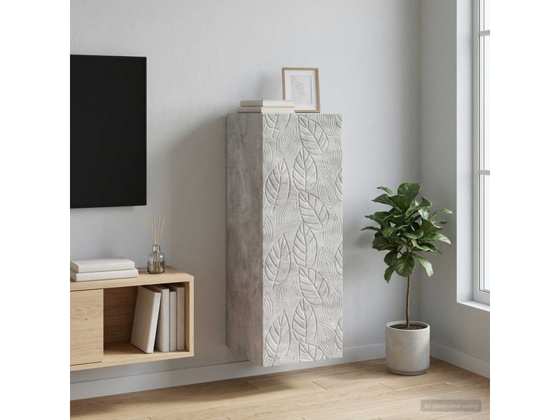  Armoire murale salon 33x34,5x90cm bois d'ingénierie gris béton shl3343  - Conforama B