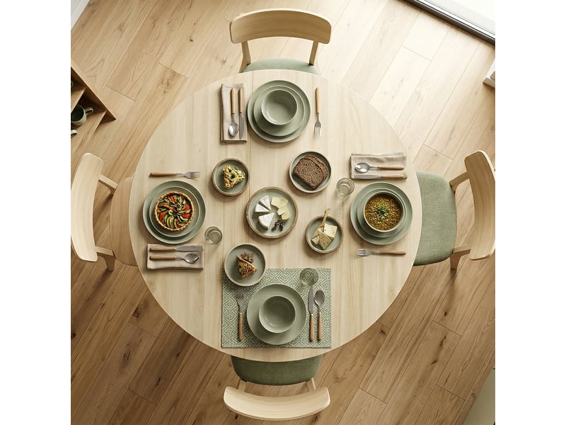 Table à manger pliante ronde pour 2 à 6 personnes bois acier naturel  - Conforama D