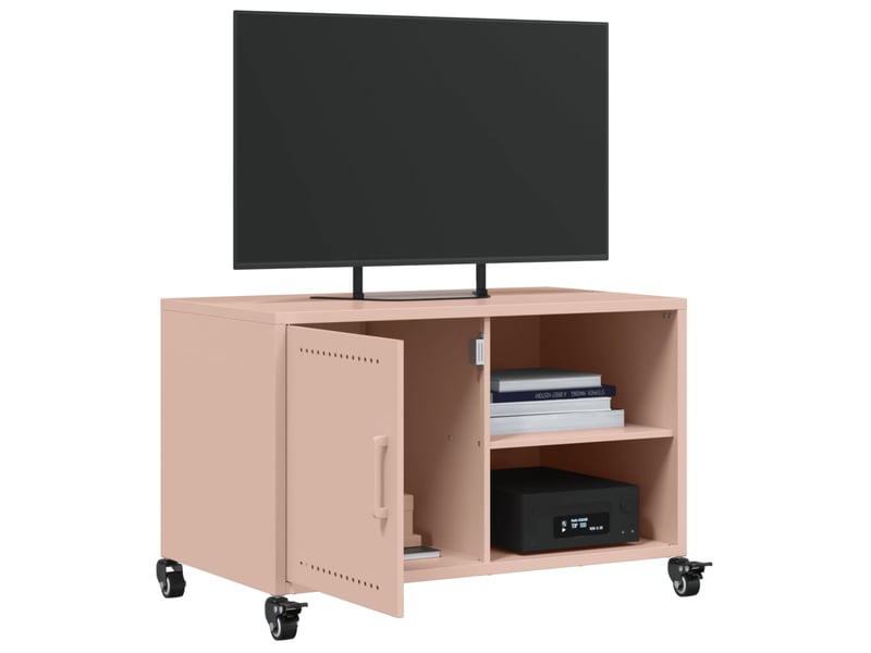  Meuble tv - banc tv - meuble de rangement rose 68x39x43,5 cm acier  - Conforama E