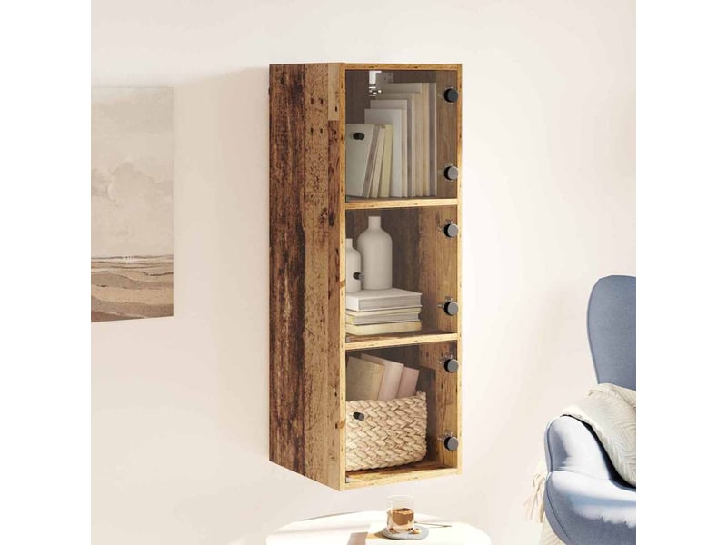  Meuble mural, meuble de rangement salon 35 x 37 x 102 cm bois d'ingénierie bois ancien  - Conforama D