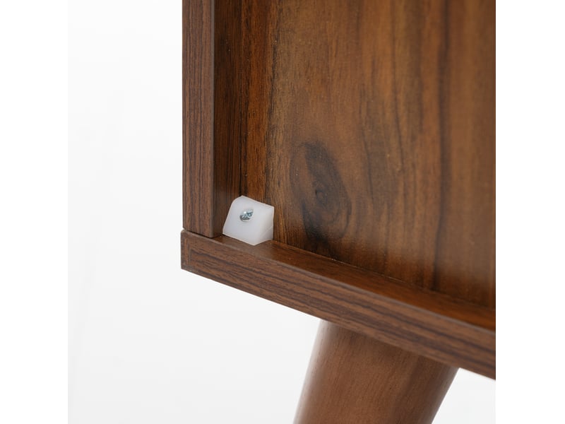  Vitrine haute 39,8 x 35 x 160 cm noyer foncé mdf, porte vitrée, 2 tiroirs et étagères réglables  - Conforama E