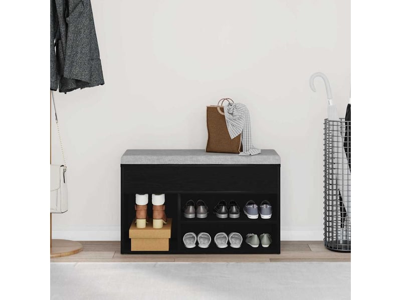  Banc à chaussures, meuble à chaussures 80x30x45 cm bois d'ingénierie chêne noir  - Conforama D