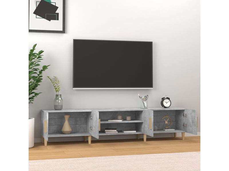  Meuble tv - banc tv - meuble de rangement gris béton 180x31,5x40 cm bois d'ingénierie  - Conforama C