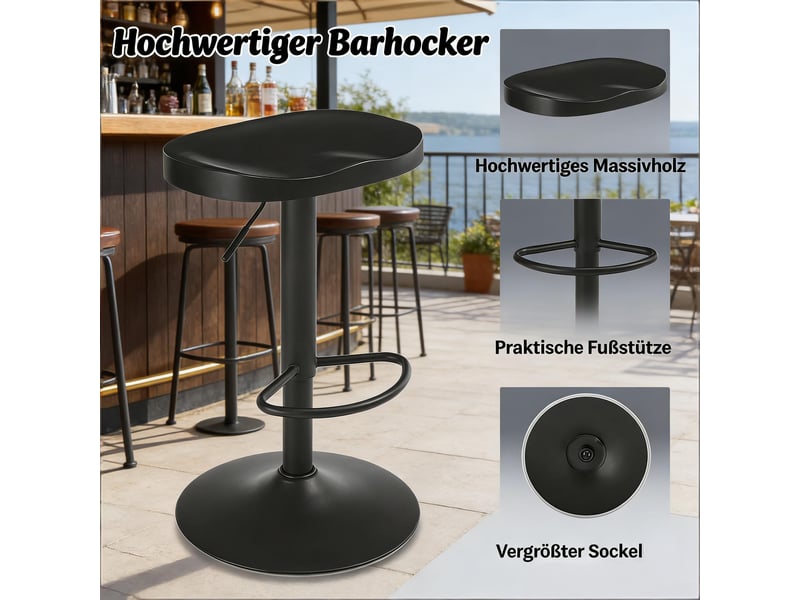  Tabouret de bar pivotant réglable en bois massif et métal noir T5828P513023 - Conforama E