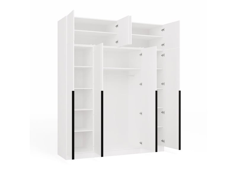  Senso 4d - armoire haute avec rehausse - portes, étagères - 200x250x56,5 cm - blanc  - Conforama E
