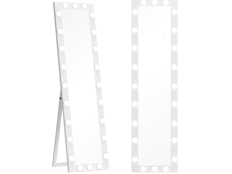  Miroir sur pied led 150x40 cm – blanc – 24 ampoules, 3 teintes, intensité réglable et mémoire active  - Conforama A