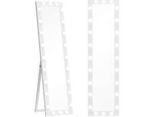 Miroir sur pied led 150x40 cm – blanc – 24 ampoules, 3 teintes, intensité réglable et mémoire active