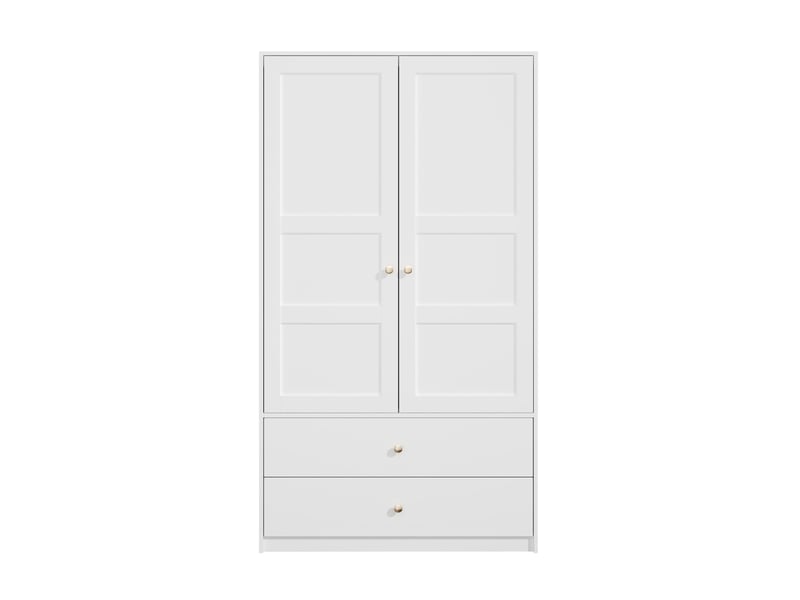  Armoire 100 x 48 x 180 cm avec 2 portes, 2 tiroirs et penderie, meuble de rangement moderne et fonctionnel pour chambre ou dressing - finition blanche OPULERANE TRADING LTD - Conforama A