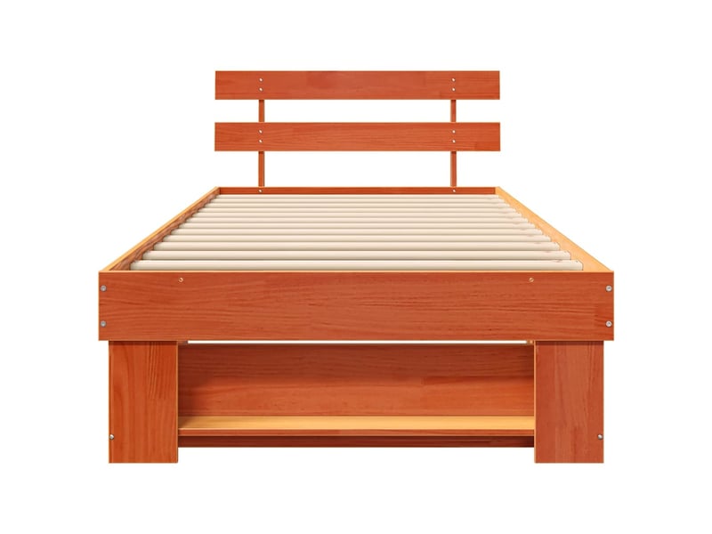 Lit simple- lit adulte - cadre de lit avec tête de lit brun 90 x 190 cm pin massif - Conforama D