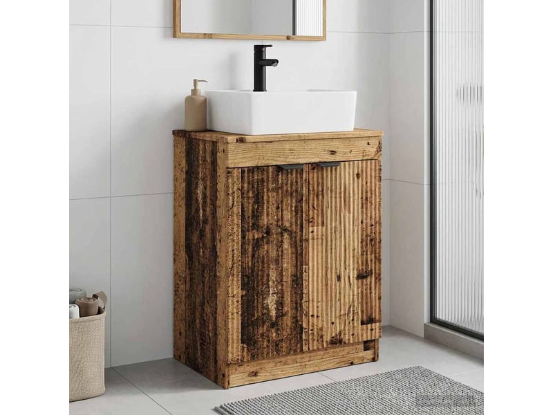 Meuble de salle de bain avec évier bois ancien 54x35x83 cm shl2074 - Conforama B
