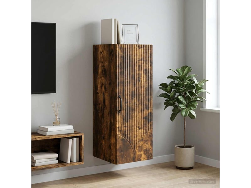  Armoire murale salon 33x34,5x90cm bois d'ingénierie chêne fumé shl5746  - Conforama B