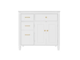 Meuble sous-vasque avec vasque céramique 4 tiroirs mdf blanc 91 x 46.5 x 87 cm