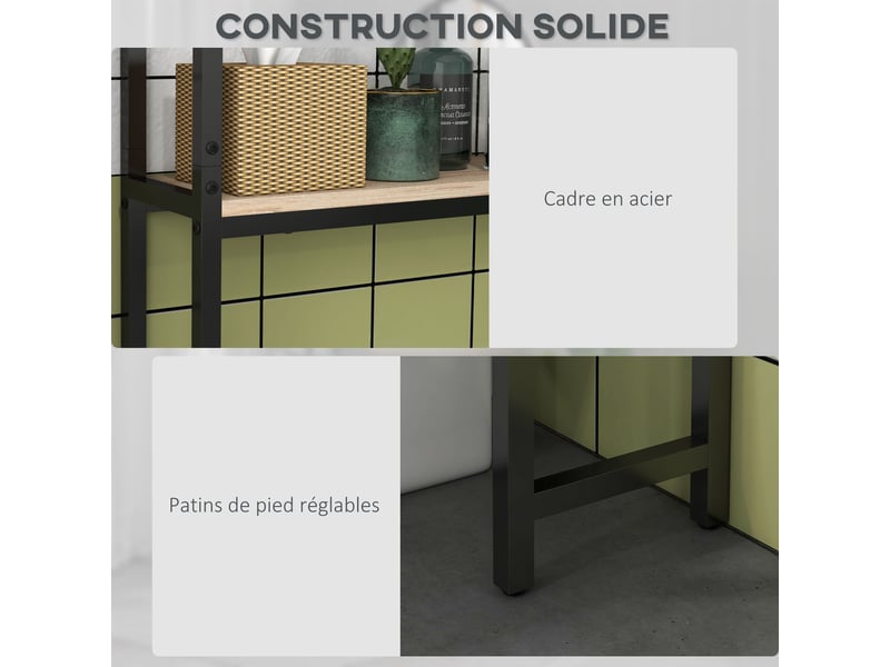  Étagère de toilettes meuble de salle de bain dessus toilette wc avec étagère ouverte et placard 2 portes  - Conforama W