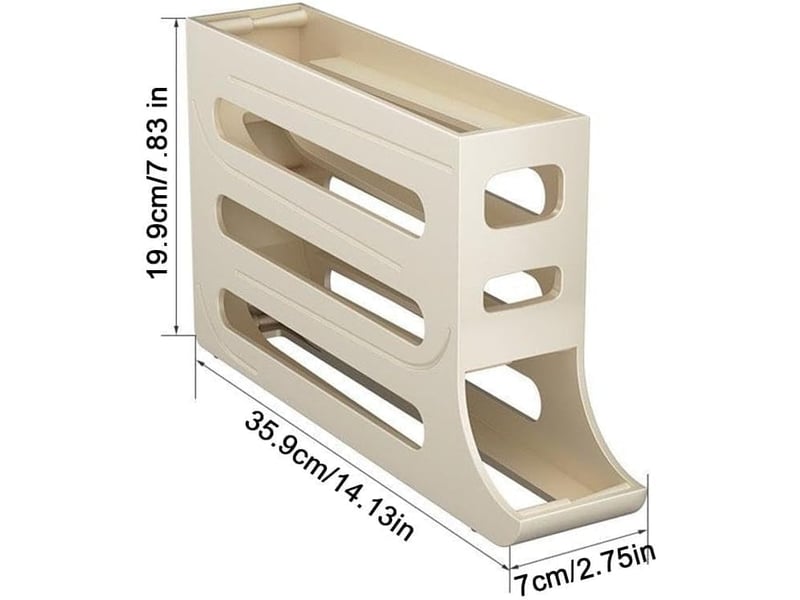 Boîte à œufs empilable avec couvercle transparent – distributeur automatique pour frigo, 14 œufs, couleur beige - Conforama B