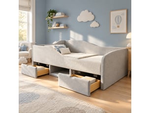 Lit avec rangement 90x190 cm <strong>OKWISH</strong>  <strong></strong> coloris gris