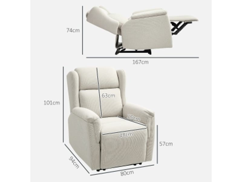  Fauteuil relax beige inclinable à 160°, fauteuil télévision avec repose-pieds, ressorts ensachés pour salon et chambre  - Conforama C