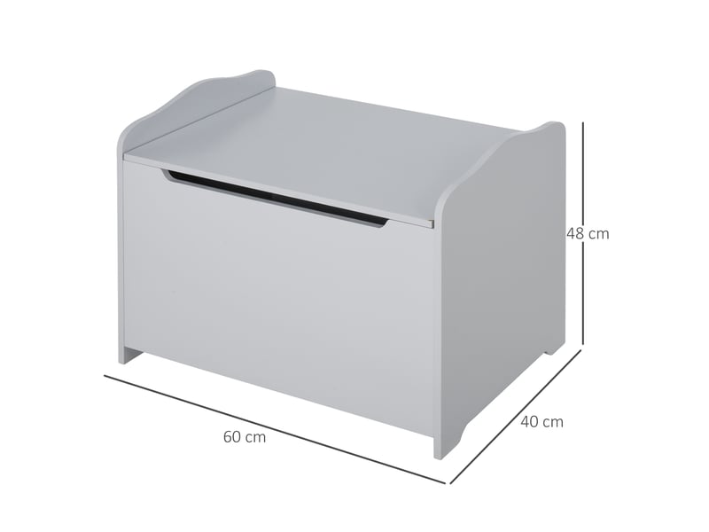  Banc de rangement en bois pour jouets, avec couvercle à piston pneumatique, pour chambre d'enfant, 60 x 40 x 48 cm, gris  - Conforama D