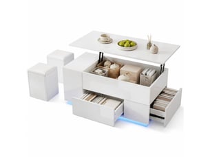 Table basse rectangulaire coloris blanc MEUBLIV  - 50 cmx100 cm