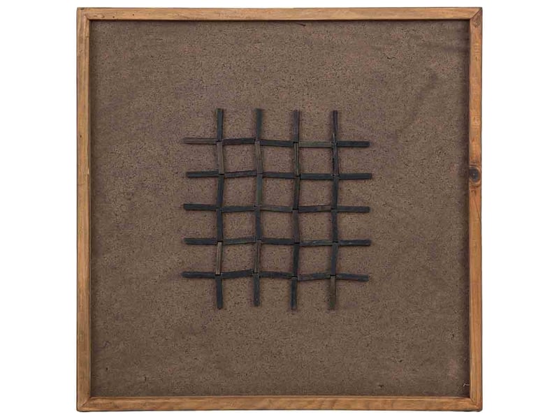  Tableau artisanal en bois recyclé relief marron et noir 62x4x62 cm h  - Conforama B