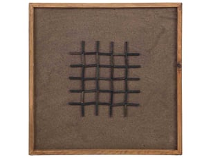 Tableau artisanal en bois recyclé relief marron et noir 62x4x62 cm h