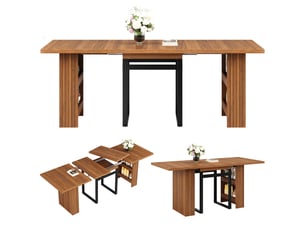 Table à manger extensible marron foncé 200x80x78cm rangement mdf et métal salle à manger rangement pratique usage quotidien moderne