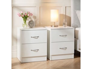 Table de chevet riano, commode de nuit, chambre, 47x40x36cm, set de 2, 2 tiroirs, blanc