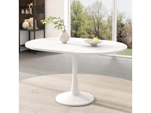 Table extensible ovale blanche 100-140 x 100 cm
