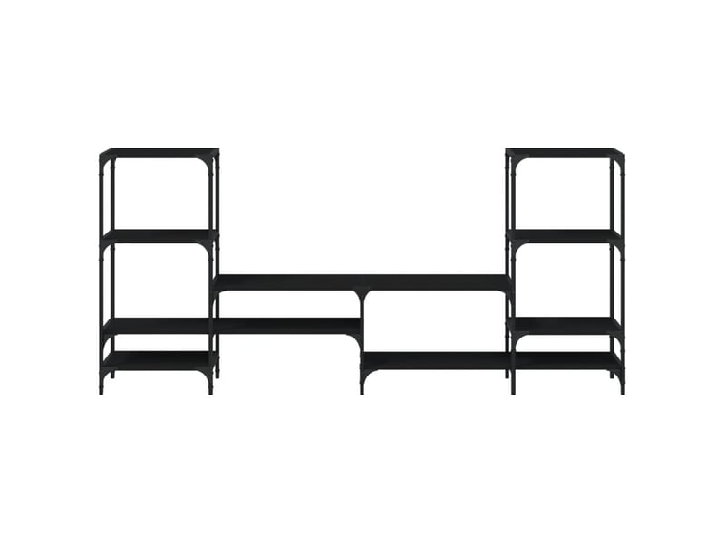  Meuble tv - banc tv - meuble de rangement noir 206,5x28,5x95 cm bois d'ingénierie  - Conforama E